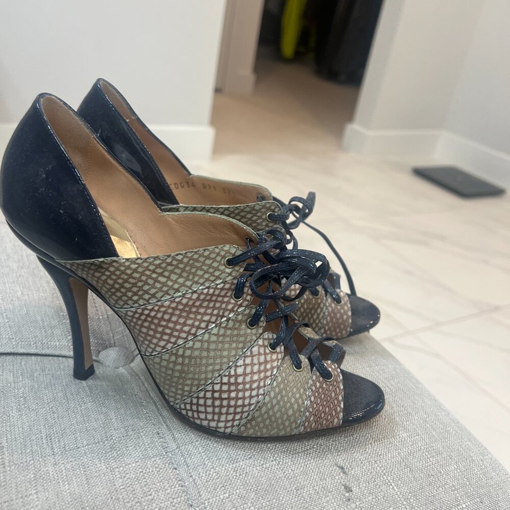 Emporio Armani faux snakeskin tie heels